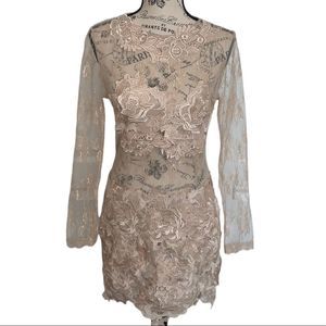 𝅺CARIBBEAN Queen Long Sleeves Dress Cream/Tan Medium